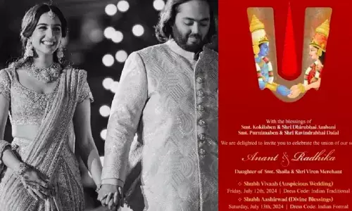 Ambanis save the date  wedding card for Radhika merchant and Anant Ambani s 12 July wedding Ambanis save the date  wedding card for Radhika merchant and Anant Ambani s 12 July wedding
