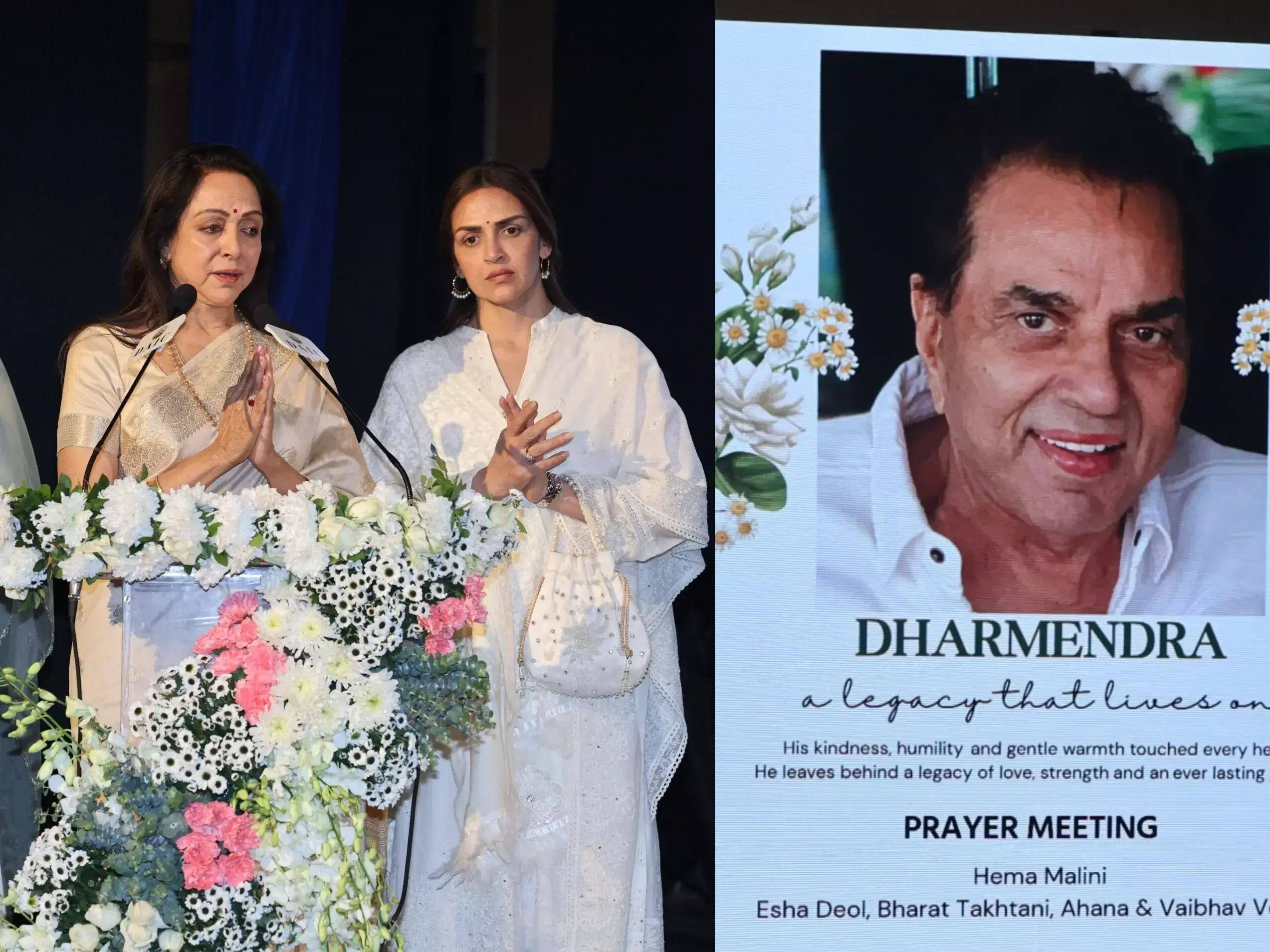 Hema Malini, Esha Deol and Ahana Deol Host a Heartfelt Prayer Meet for Dharmendra; Political Leaders Attend